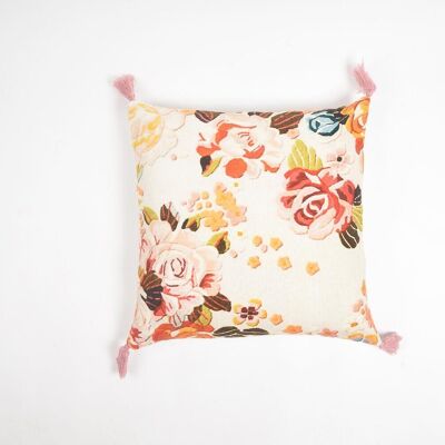 Tasseled Rose garden Velvet Cushion Cover