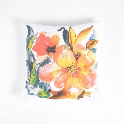 Statement Watercolor Floral Cotton Cushion Cover