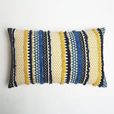 Printed Lumbar Cover with Tufted Stripes