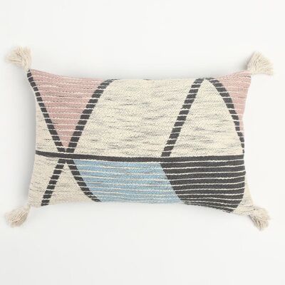 Colorblock Striped Lumbar Cushion Cover