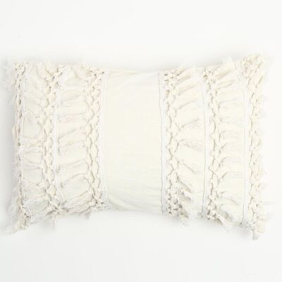 Housse de coussin ornée de pompons