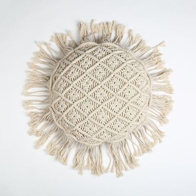 Macrame Tasseled Round Cushion cover