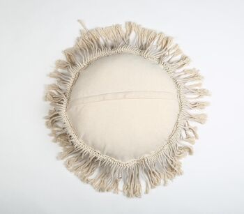 Housse de coussin ronde à pompons en macramé 8