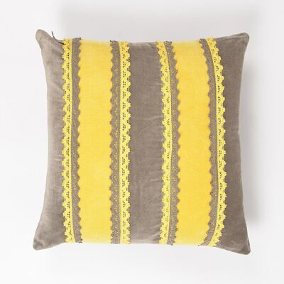 Striped & Stitched Patchwork Cushion Cover