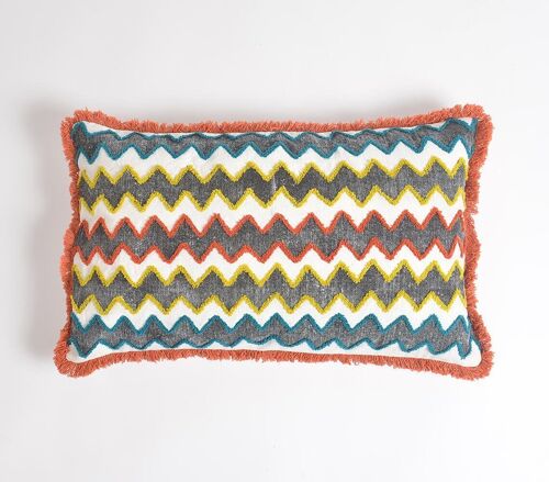 Block Printed Chevron Lumbar Cushion Cover