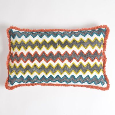 Block Printed Chevron Lumbar Cushion Cover