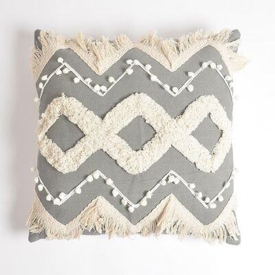 Embroidered Fog Gray Cushion Cover