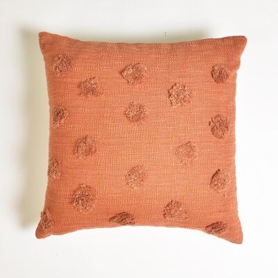 Polka Tufted Rust Orange Cushion cover