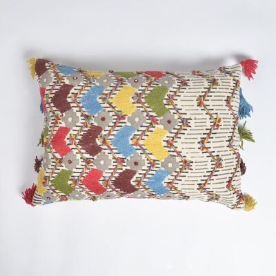 Housse de coussin en coton imprimé en bloc