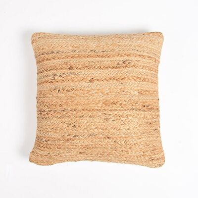 Housse de coussin en jute et coton tressés à la main