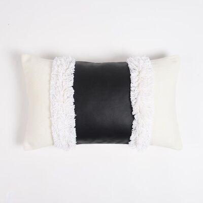 Shaggy Patchwork Lumbar Cushion Cover