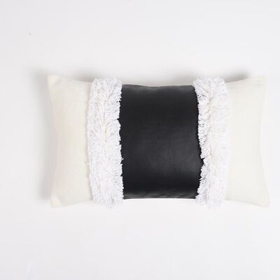 Shaggy Patchwork Lumbar Cushion Cover