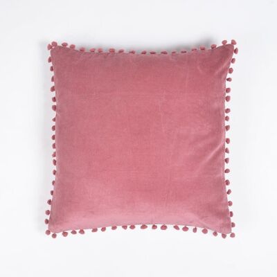 Handgewebter Kissenbezug aus Baumwoll-Acryl mit Pom-Pom-Quasten