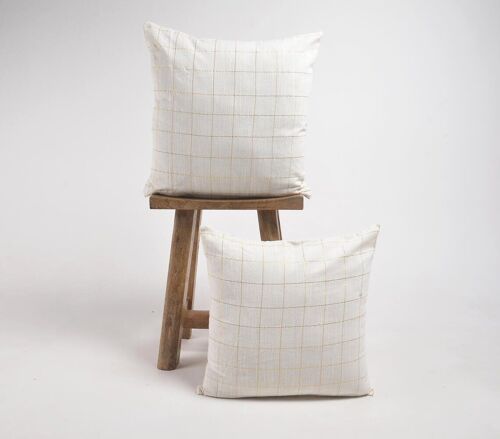 Handloom Minimal Checks Cotton Cushion Covers (set of 2)