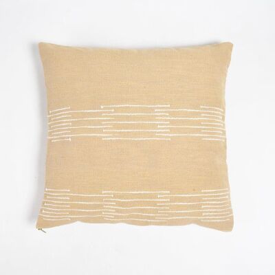 Solid Sand Cushion Cover with Line Embroidery