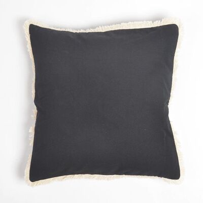 Solid Fringed Chambray Weave Cushion Cover, 18 x 18 inches