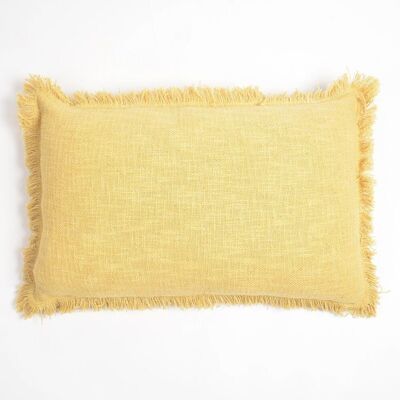 Housse de coussin lombaire en coton à franges solides, 14 x 21 pouces