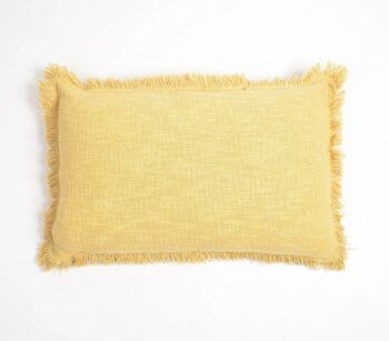 Housse de coussin lombaire en coton à franges solides, 14 x 21 pouces 1