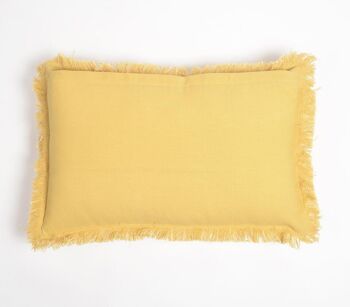 Housse de coussin lombaire en coton à franges solides, 14 x 21 pouces 3