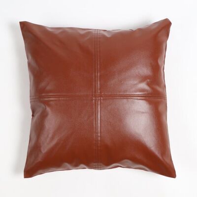 Hand Stitched Leather Solid Cushion Cover, 18 x 18 inches