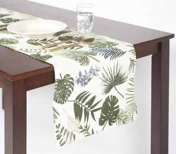 Chemin de table en coton tissé à la main avec feuilles tropicales imprimées 3