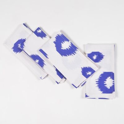 Lot de 4 - Serviettes de table imprimées indigo