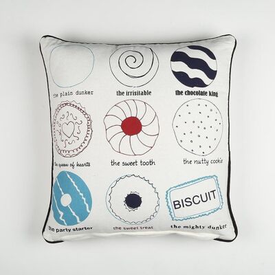 Typographic Printed Cotton Cushion Cover, 16 x 16 inches