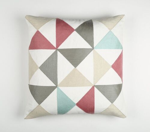 Textured & Triangle Patterned Cushion Cover, 20 x 20 inches