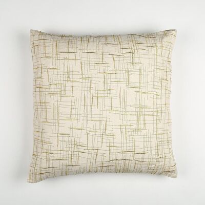 Abstract Embroidered Cotton Cushion Cover, 18 x 18 inches