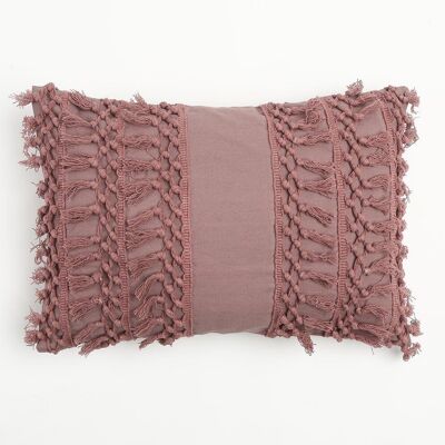 Dusty Pink Tasseled Cushion Cover, 20 x 14 inches