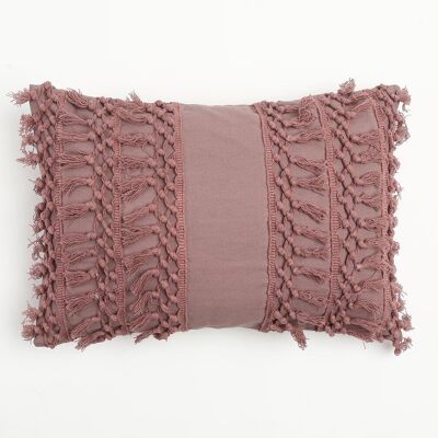 Dusty Pink Tasseled Cushion Cover, 20 x 14 inches
