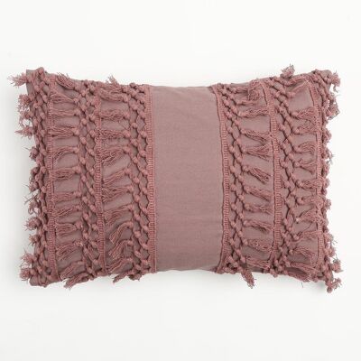 Funda de cojín con borlas rosa polvoriento, 20 x 14 pulgadas
