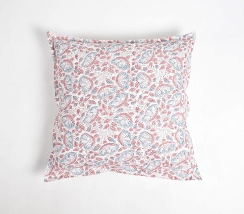 Pastel Floral Block Printed Cushion Cover, 18 x 18 inches