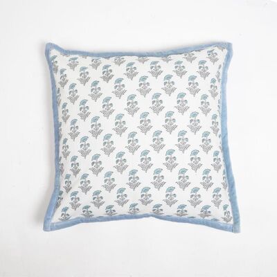 Federa per cuscino in cotone stampato floreale con bordo profilato, 18 x 18 pollici