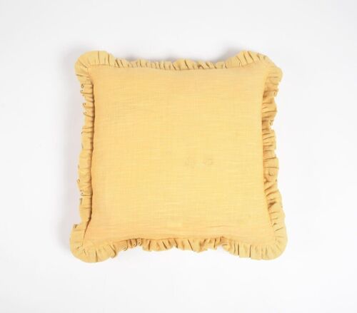 Solid Cushion Cover with Frilled Frame, 18 x 18 inches