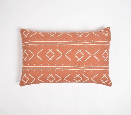 Tribal Monochrome Cotton Lumbar Cushion Cover, 14 x 20 inches