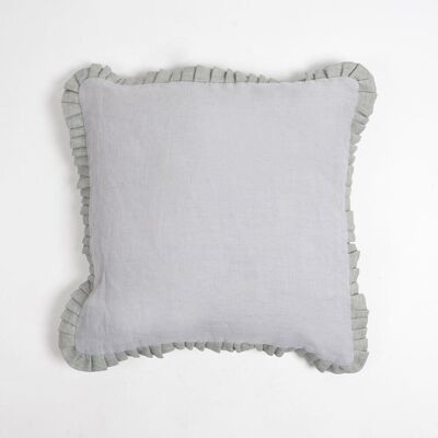 Fodera per cuscino in lino di cotone grigio monotono tinto, 18 x 18 pollici