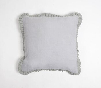 Housse de coussin en lin et coton gris monotone teint, 18 x 18 pouces 1