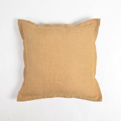 Solid Khaki Cotton Linen Cushion Cover, 18 x 18 inches