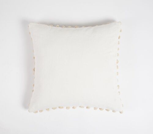 Classic Solid Cushion Cover with Pom-poms, 18 x 18 inches