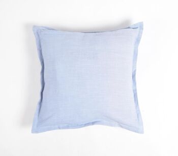 Housse de coussin en lin et coton bleu poudre uni, 18 x 18 pouces 1