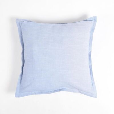 Solid Powder Blue Cotton Linen Cushion Cover, 18 x 18 inches