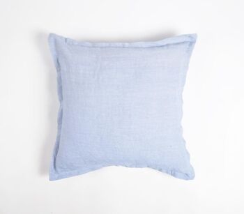 Housse de coussin en lin et coton bleu poudre uni, 18 x 18 pouces 3