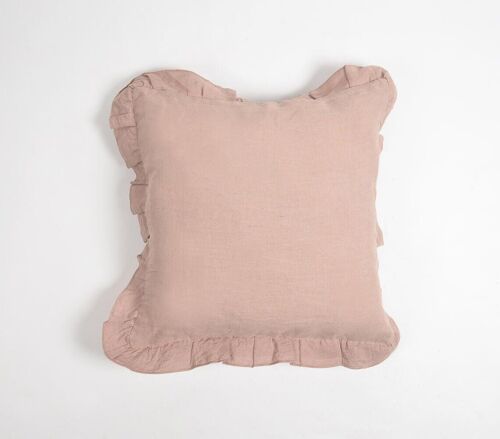 Dyed Monotone Pink Cotton Linen Cushion Cover, 18 x 18 inches