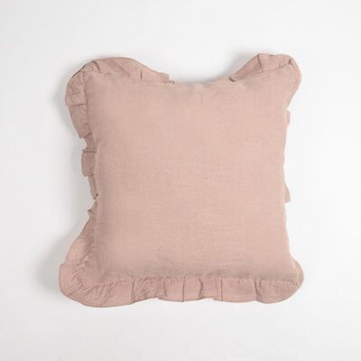Fodera per cuscino in lino di cotone rosa monotono tinto, 18 x 18 pollici