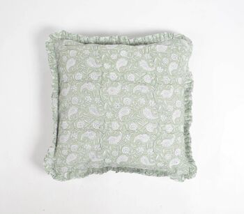 Housse de coussin imprimée Paisley Block avec bordure à volants, 18 x 18 pouces 6