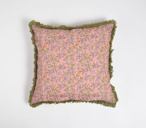 Subdued Botanical Printed Cushion Cover, 18 x 18 inches