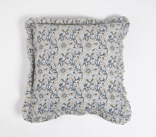 Monochromatic Cushion Cover with Frills, 18 x 18 inches