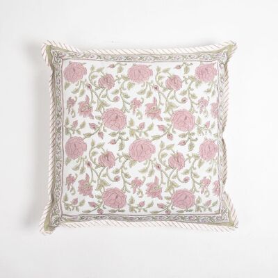 Victorian Floral Cotton Cushion Cover, 18 x 18 inches