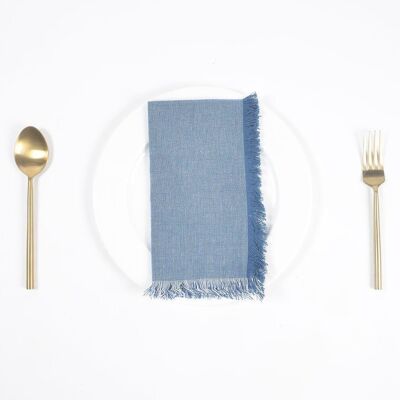 Set of 4 - Fringe Borders Navy Napkins